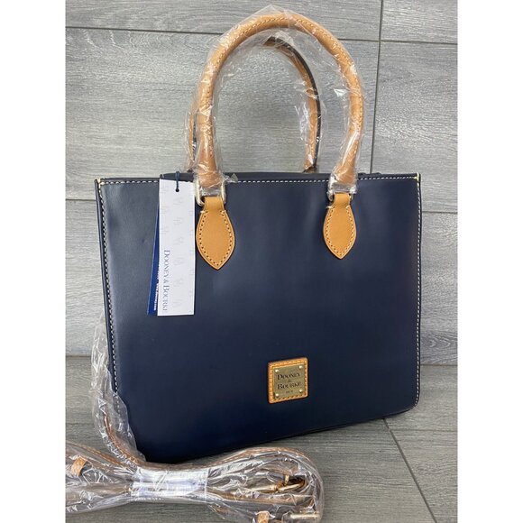 Dooney and Bourke smooth leather Janine tote midnight blue color